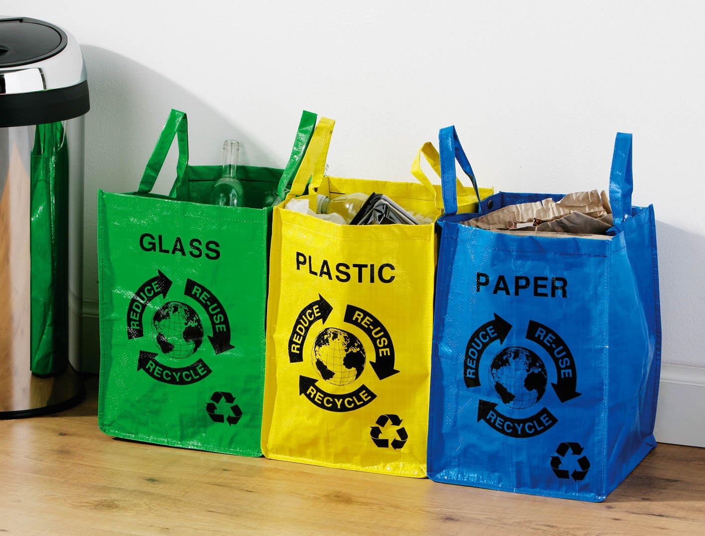 Recycling Bags, Set Of 3 Recycle Bin by shopinfashion