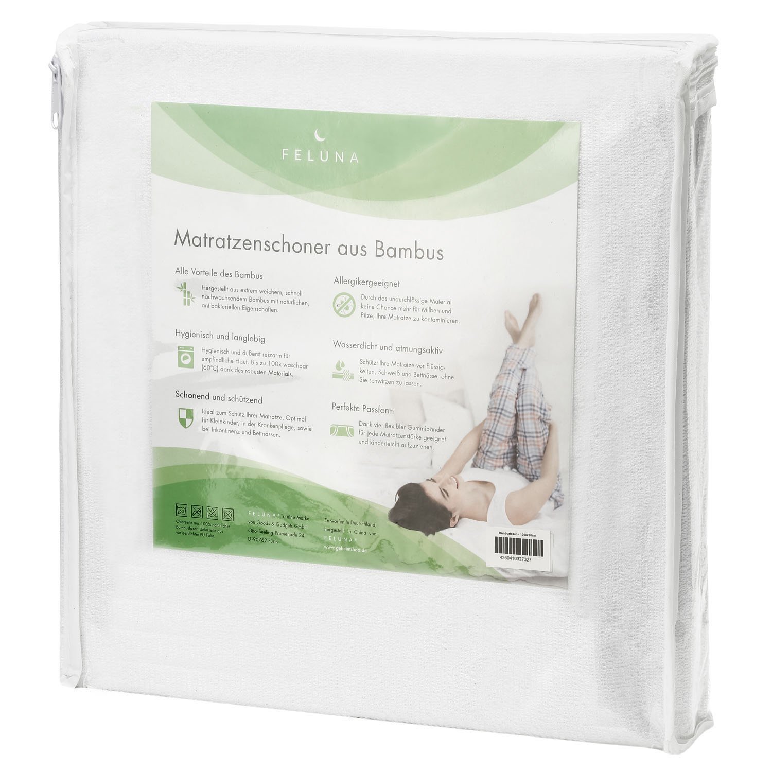 Feluna® Protector de Colchón Impermeable de Bambú - Antiácaros | Membrana PU multicapa sin ruido - transpirable y suave - apto para bebés, alérgicos e incontinencia