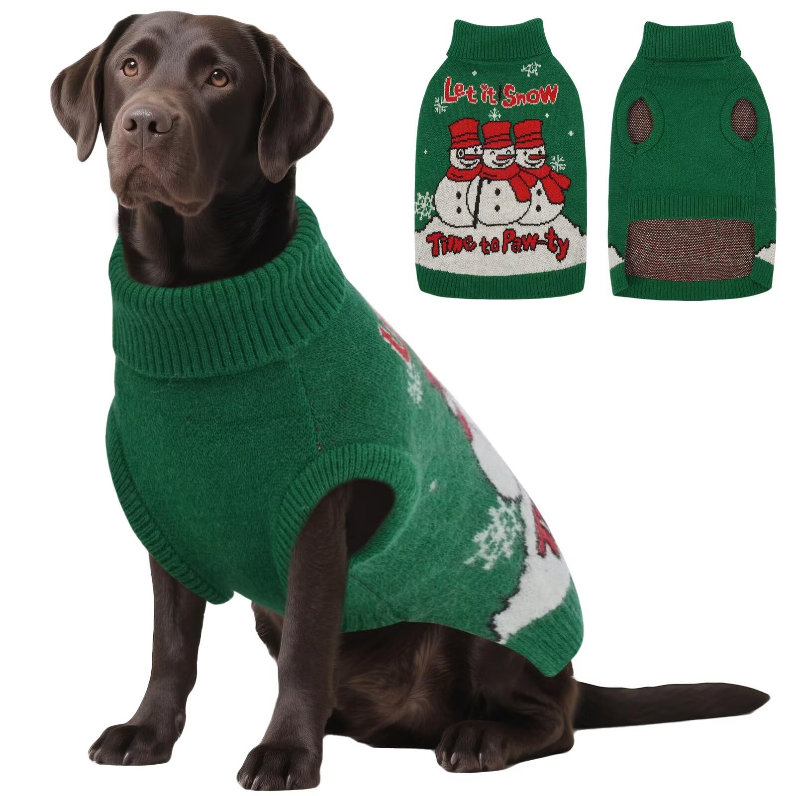 Pull à col roulé pour chien XXXL tricoté avec fente pour laisse en hiver