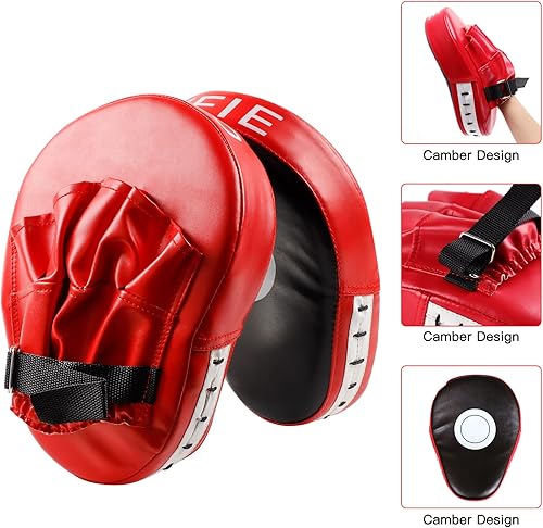 Miniatura 2 de SEISSO Boxing Kick Pads Punching Mitts Curved,Kids Boxing Gloves,Leather Material Art Karate Pad Thai Hand Pad Focus Target Kickboxing Hand Target