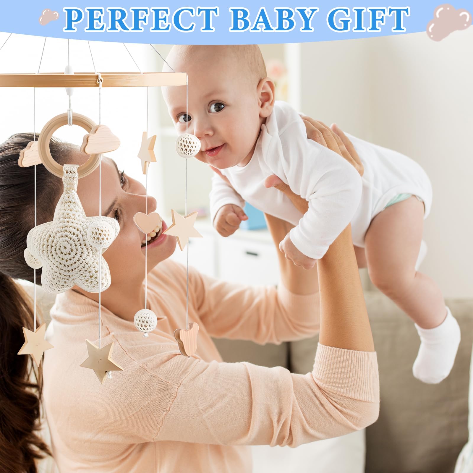 Cuna Móvil Para Bebé Móviles Para Bebé Carillón De Viento Estampados De Estrellas, Nubes Y Osos. Ideal Tanto Para Niños Como Para Niñas.
