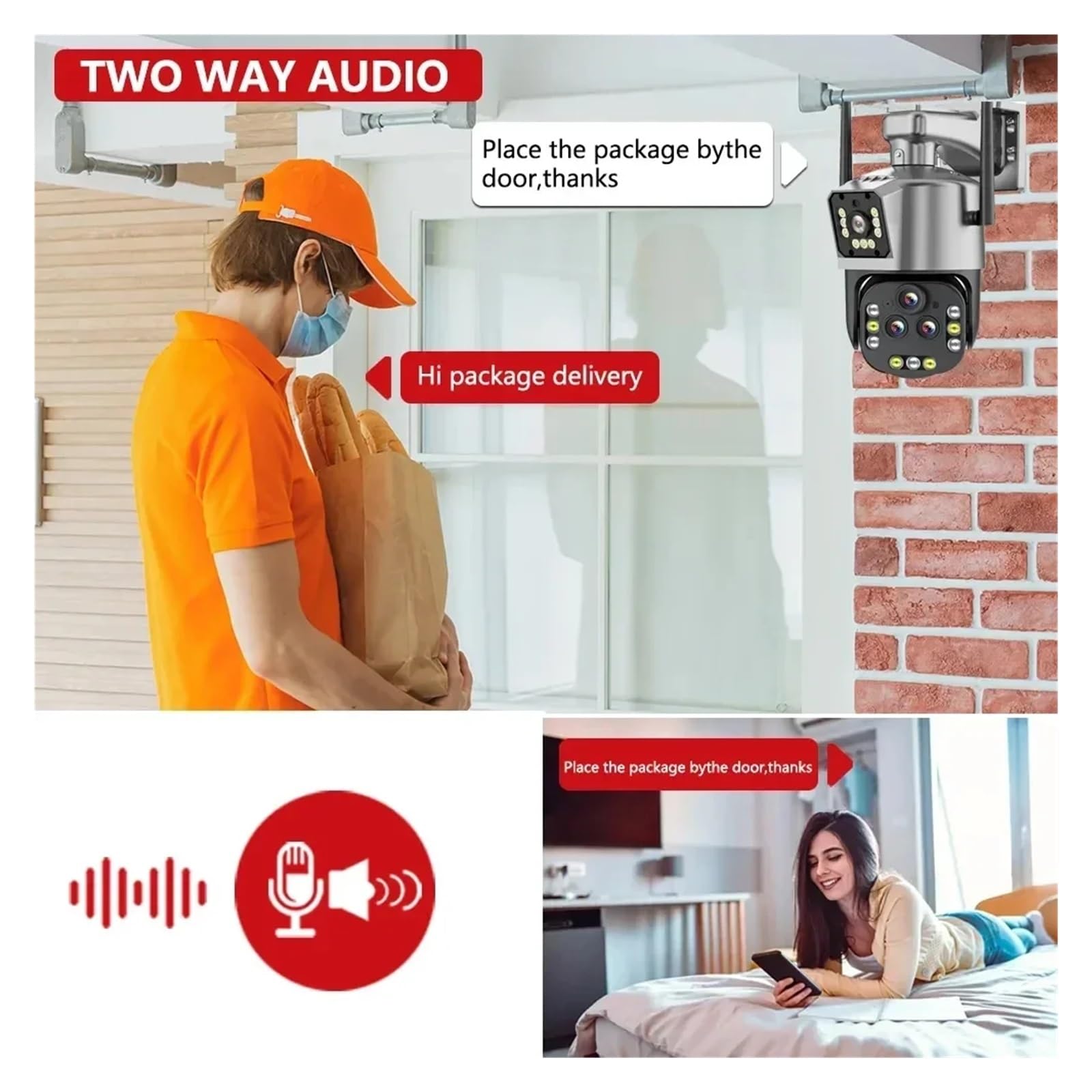 Caméra WiFi PTZ à Quatre objectifs 16MP 8K