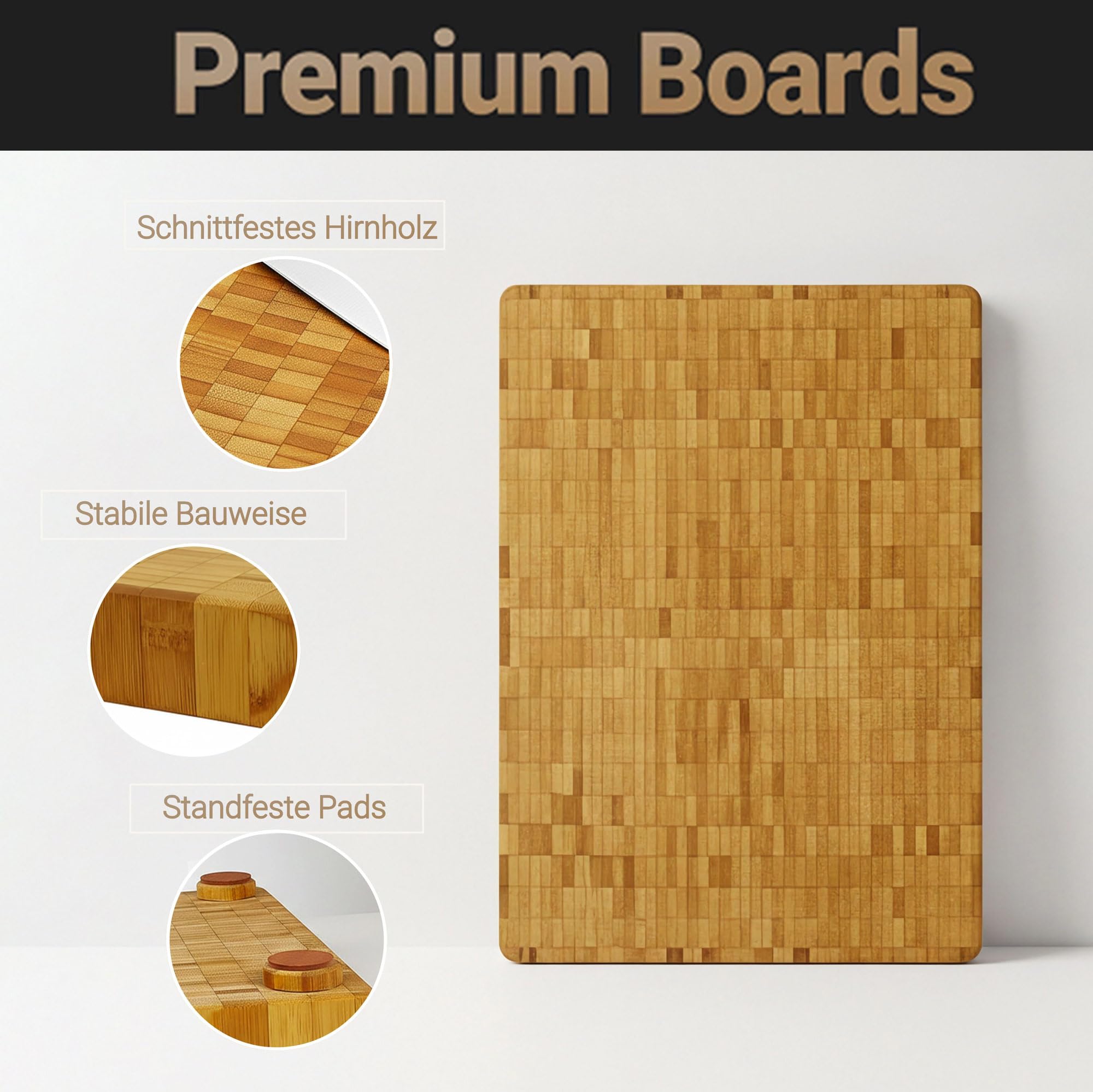 Deluxe Board XL, großes Profi-Schneidebrett aus massivem Bambusholz, 60 x 45 x 5 cm, 8.0 kg