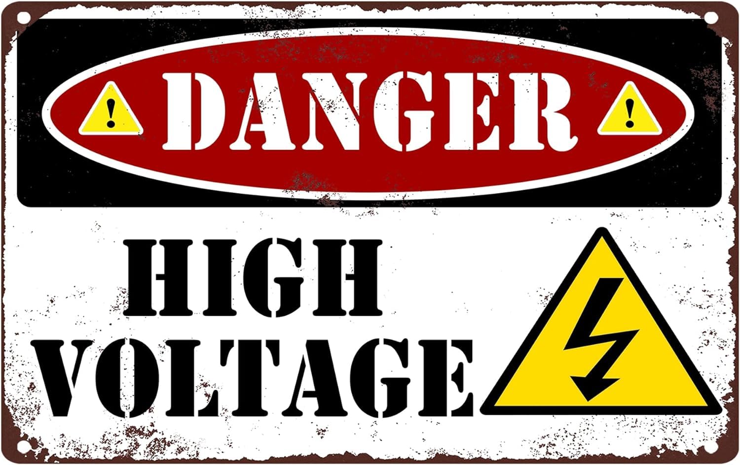 Anceky Danger HIGH Voltage Vintage Style Pub Garage Hotel Diner Cafe Home Iron Mesh Fence Farm Supermarket Mall Garden Door Wall Decor Art 12x16 Inch