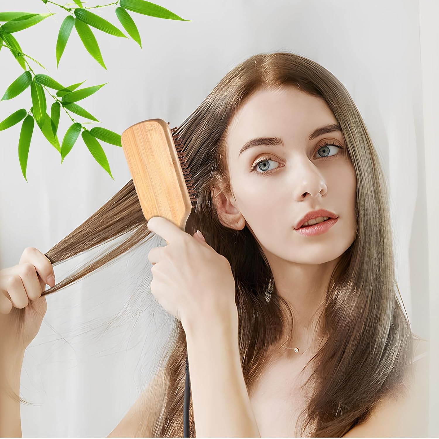 10 Pcs Bamboo Hair Brushes for Women Bulk Wooden Paddle Brush Scalp Massage Bamboo Bristles Anti Static Men Engraving DIY Gift for Father's Day Wedding(Natural,9.65'' X 3.35'')