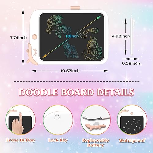 Miniatura 5 de bravokids Unicorn Toys Regalos para Niñas - Tableta de escritura LCD para niños, tablero de dibujo para niños de 10 pulgadas