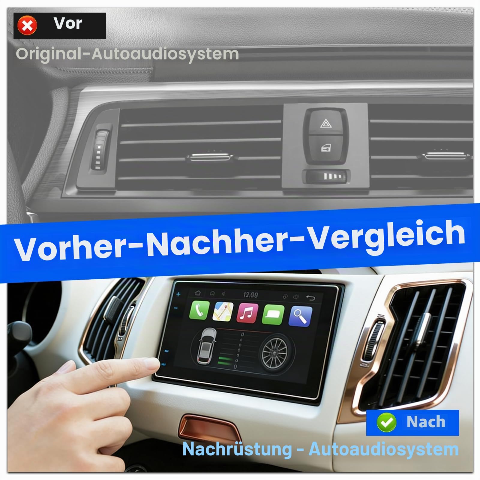 Doppel DIN Einbaurahmen, 2DIN Universal Design Metallrahmen, Autoradio Einbausatz Kompatibel mit VW Jetta, Skoda Golf, Passat, Polo, Peugeot, Smart, Auto DVD Player