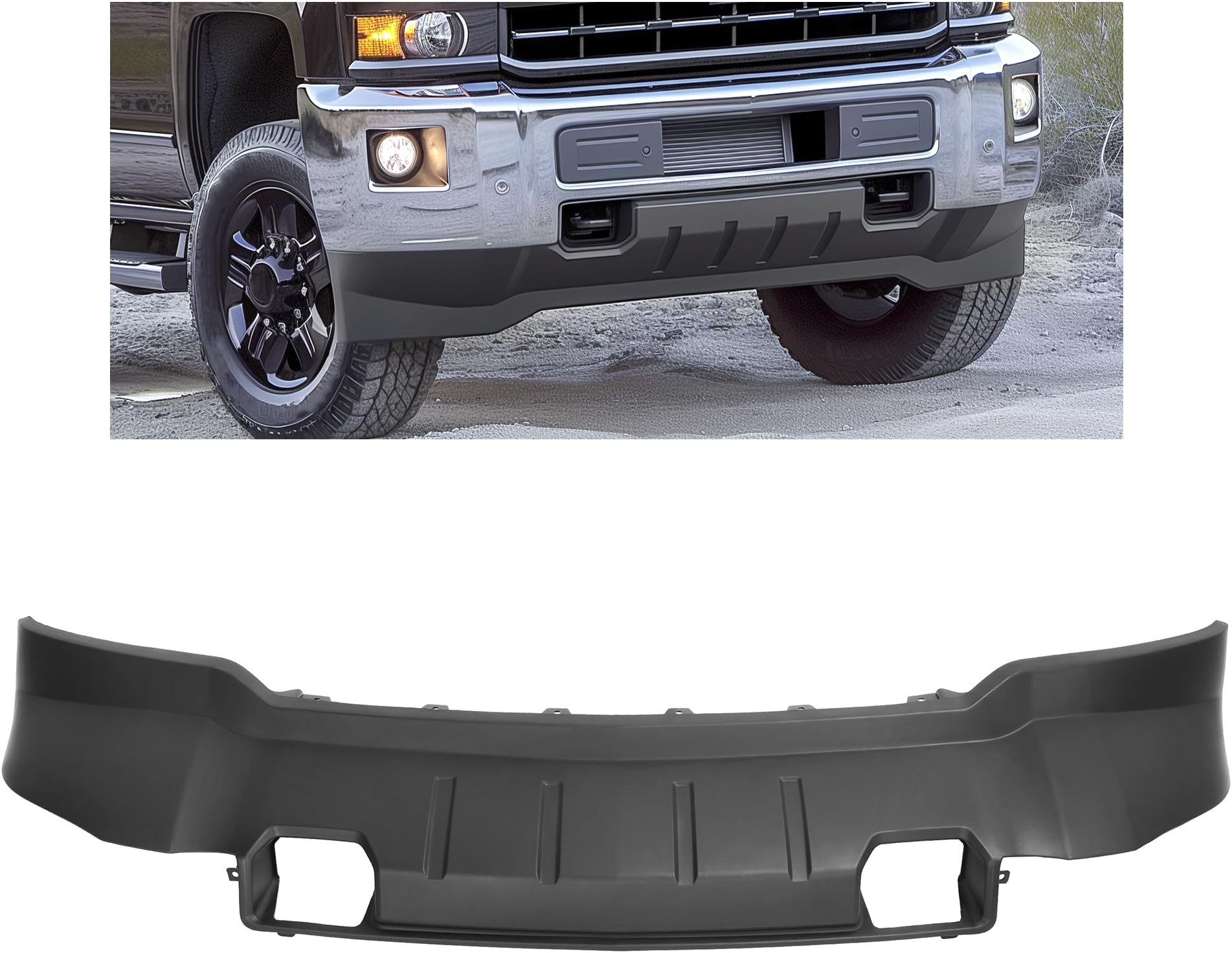 KUAFU Front Lower Bumper Valance Compatible with 2015-2019 Chevy Chevrolet Silverado 2500 3500 HD 22978557 GM1092252 Lower Air Deflector Black