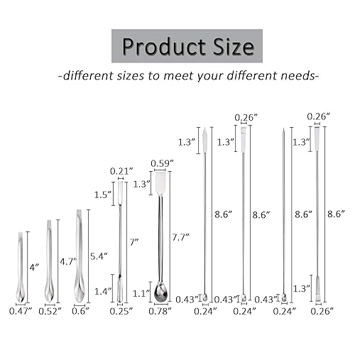 Miniatura 2 de Espátula de laboratorio de acero inoxidable, 15 uds, cuchara de muestreo larga, reactivo, reactivo, laboratorio, 8.7 in, cuchara de muestreo de largo