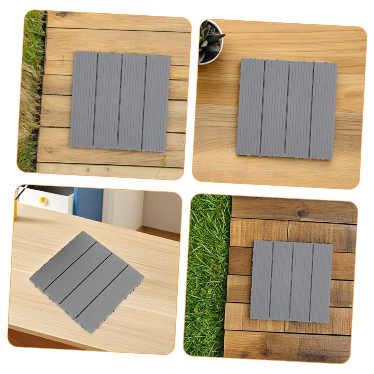 STOBOK 4pcs Outdoor Imitation Wood Plastic Floor Tiles Decking Tiles for Balcony Patio Garden Interlocking Decking Boards