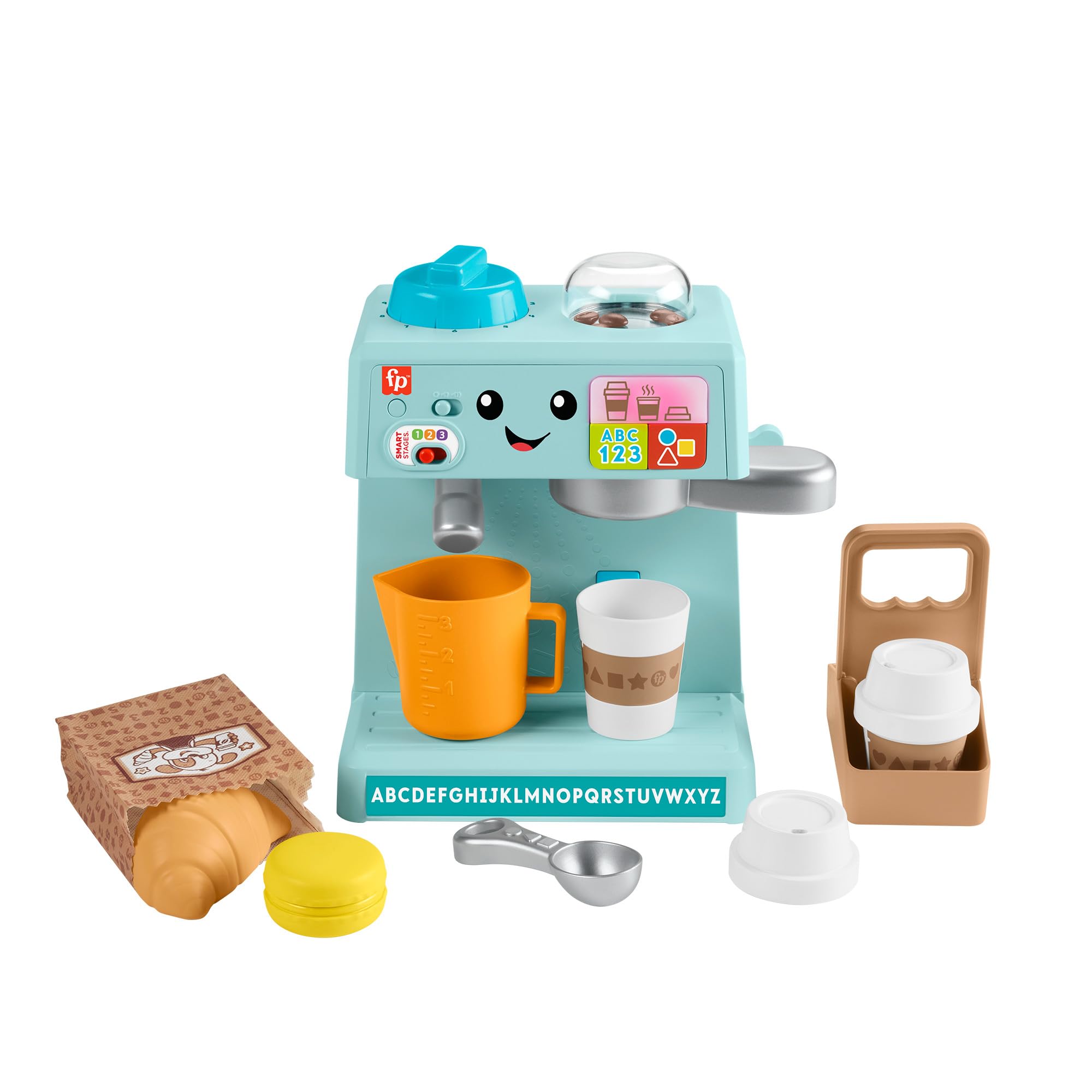 Fisher-Price Kleinkinderspielzeug Mein Barista-Set mit Lernstufen und 10 Teilen ab 18 Monaten, mehrsprachige Version, HYR98