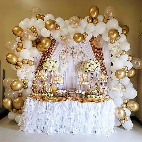 Miniatura 6 de RUBFAC 65 globos de fiesta de látex blanco, globos de fiesta de helio de 12 pulgadas con cinta para boda, cumpleaños, graduación, baby shower,