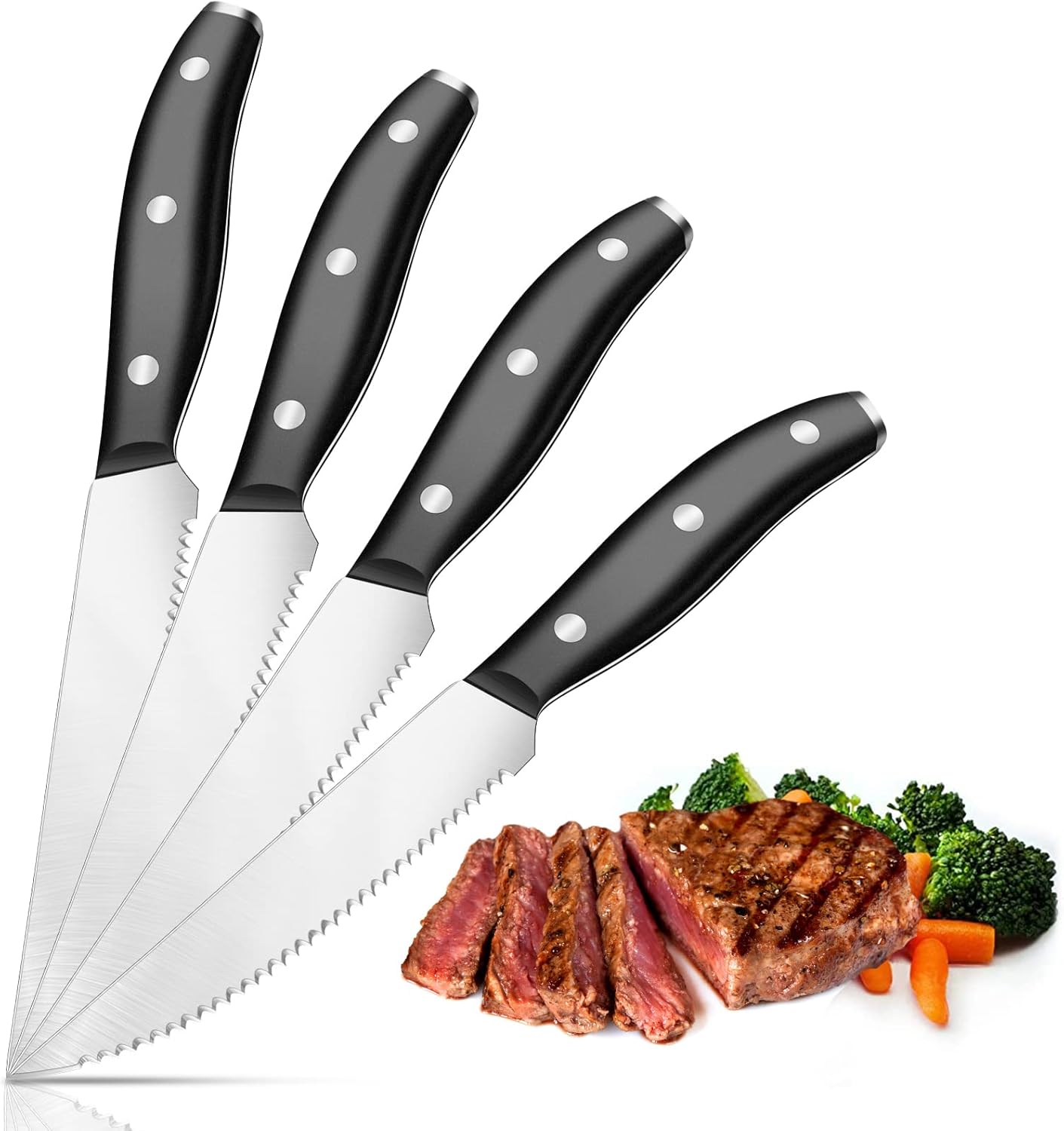 UniqueFire Steak knife, Steak Knives Set of 4, 4.6" Highly Resistant and Durable