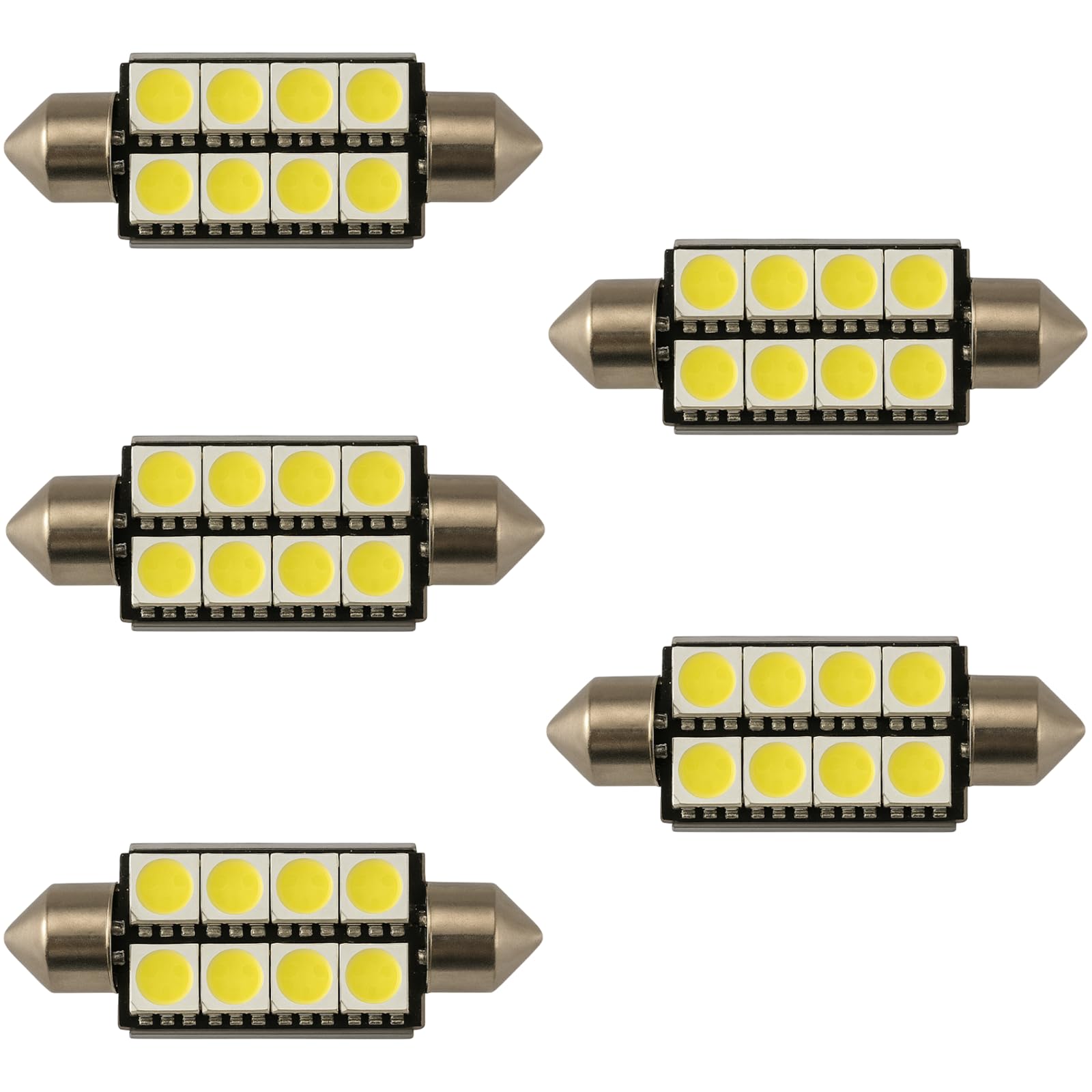 LED 12V Soffitten 43 mm weiß Innenraum Ersatz Beleuchtung warmweiß kaltweiß blau rot grün (grün, 5 Stück)