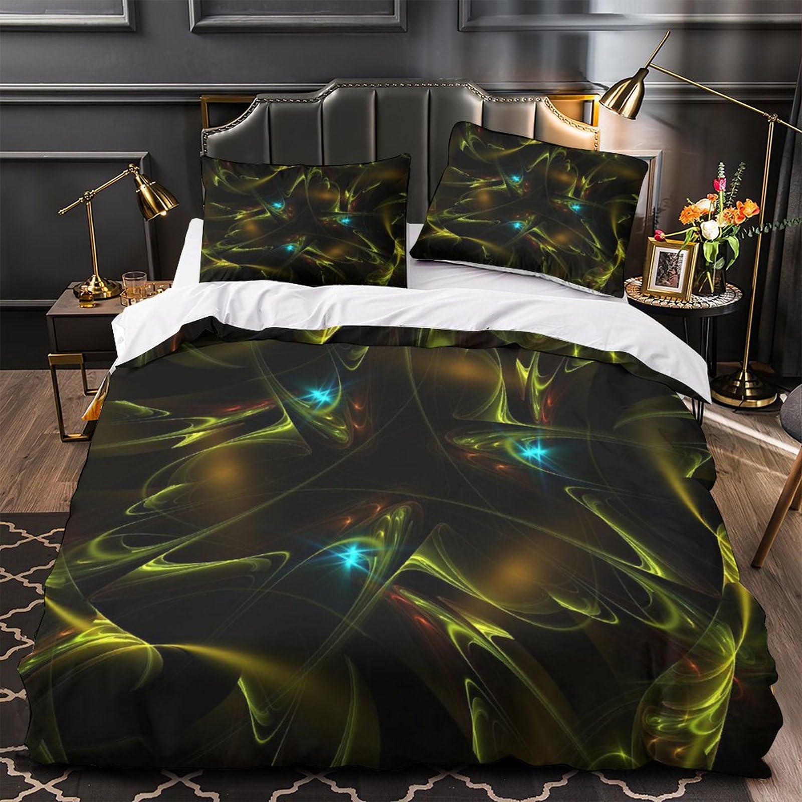 MXRMXR Fractal Quilt Cover Set Comforter Cover Bedding Set Soft Microfiber Duvet Cover Set with Pillowcases And Zipper Closure for Kids Adult Teens Super King（260x220cm）