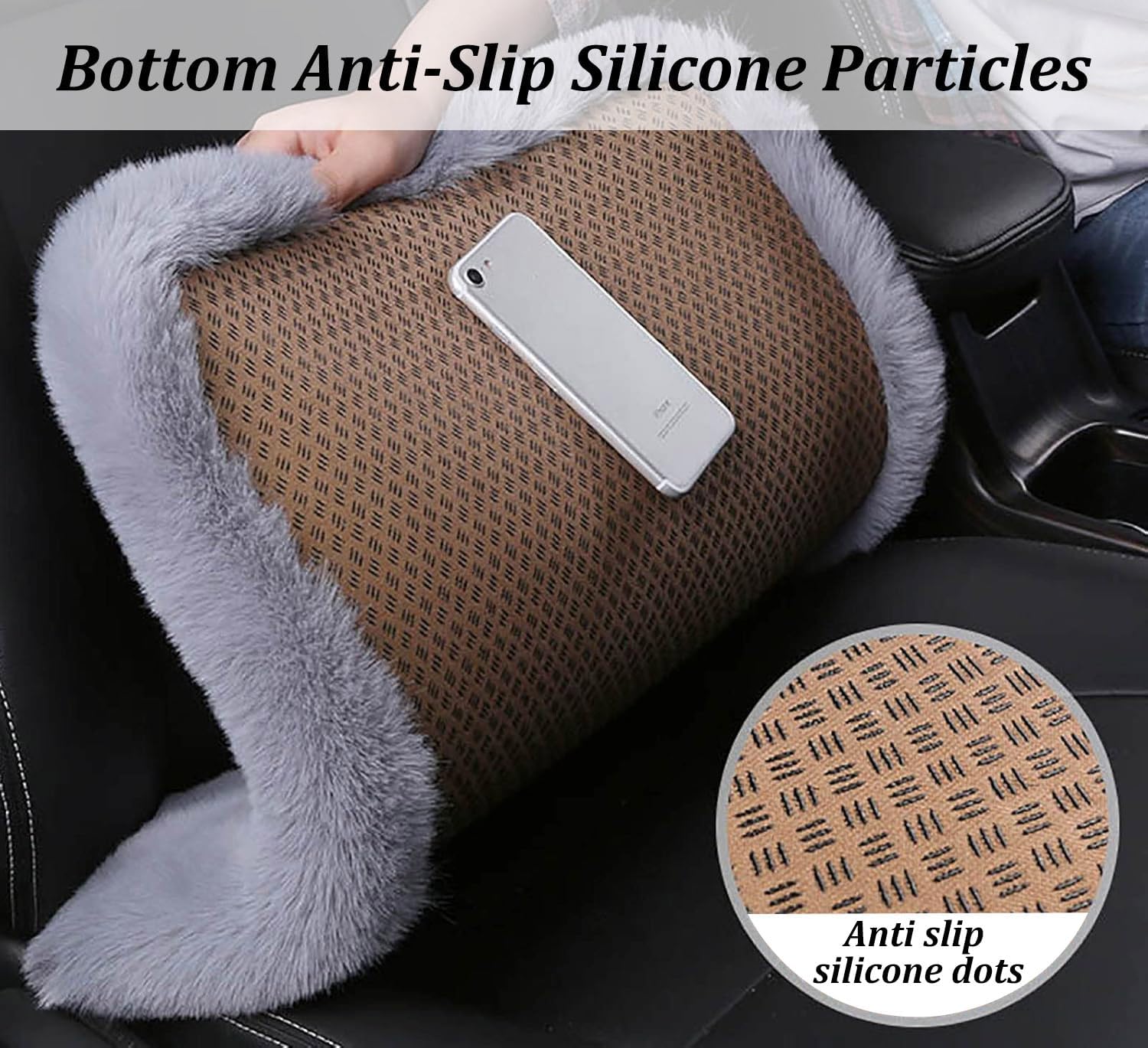 Winter Fluffy Plush Warm Car Seat Cover 9Pcs Universal Anti-Slip Faux Bunny Fur Car Seat Cover Auto Front & Back Seat Pad for Car Pickup SUV (Pink, 9Pcs)