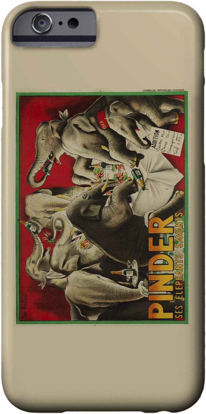 Pinder - Ses Elephants Savants Vintage Poster (artist: Bernat) France c. 1955 (iPhone 6 Cell Phone Case, Slim Barely There)