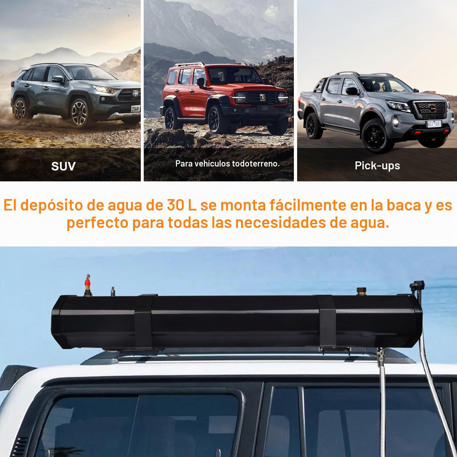 Ducha Portátill Camping - Ducha para Portaequipajes, Tanque De Agua Autosuperación Portátil para Vehículo 30L, Ducha Solar Exterior, con 1.5 Manguera y Alcachofa Para Crossovers, Camiones, SUV Etc