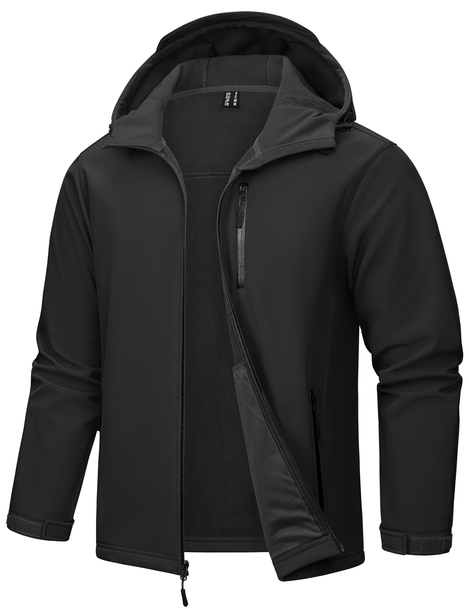 TACVASEN Veste softshell imperméable pour homme - Veste d'extérieur doublée en polaire - Veste de randonnée coupe-vent respirante - Avec capuche - Pour le travail, le vélo