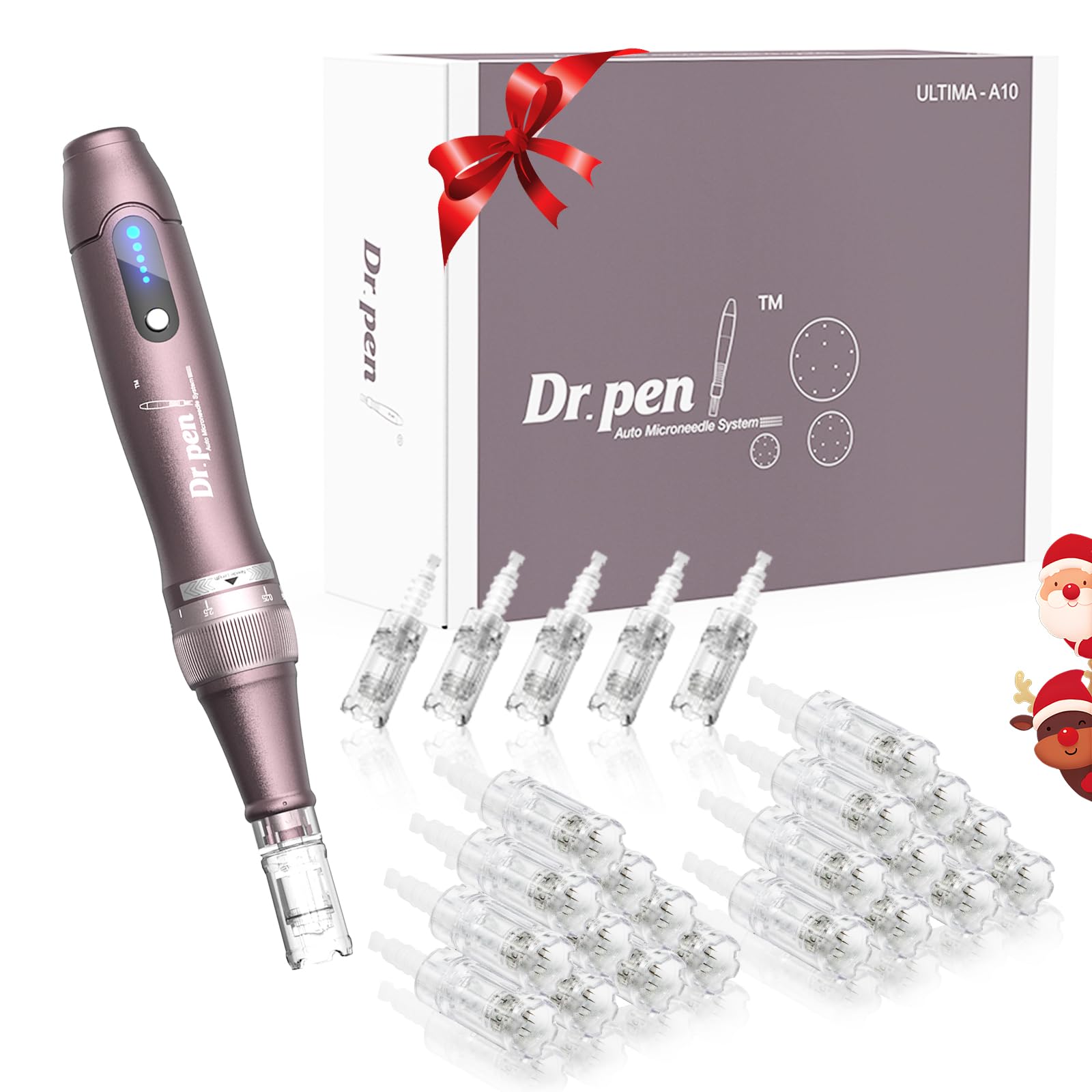 Dr. Pen 2025 A10 Dermapen Profesional, Inalámbrico con 25 Cartuchos, 5 Niveles y Pantalla LED Microneedling Pen para el Crecimiento del Cabello, el Cuidado Facial, Corporal y de la Piel