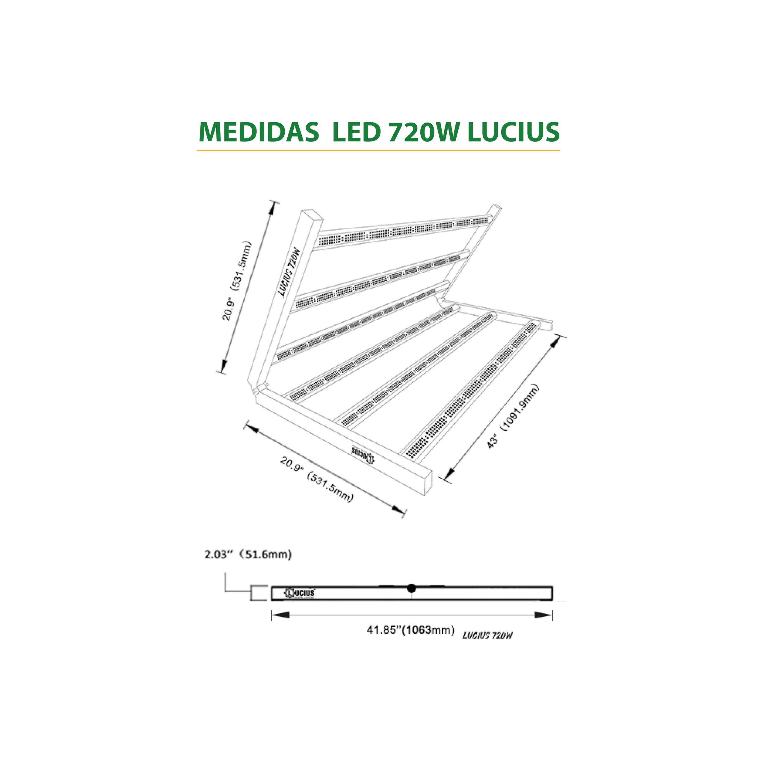 Lucius - LED 720W BLACK LABEL con Driver Integrado - 2.6 µmol para Cultivo Interior - Espectro Completo para Crecimiento y Floración - Máxima Producción, Resina y Calidad en Flores y Frutas