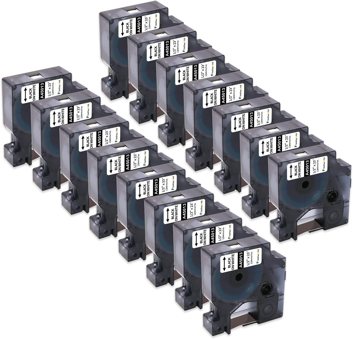 15-Pack Replace for Dymo D1 Label Tape 1/2 Inch Compatible with Dymo Label Maker Refills d1 Black on White Tape 45013 a45013 S0720530 for LabelManager 160 210D 260P 280 360D 420P 450D 500TS 640CB PnP