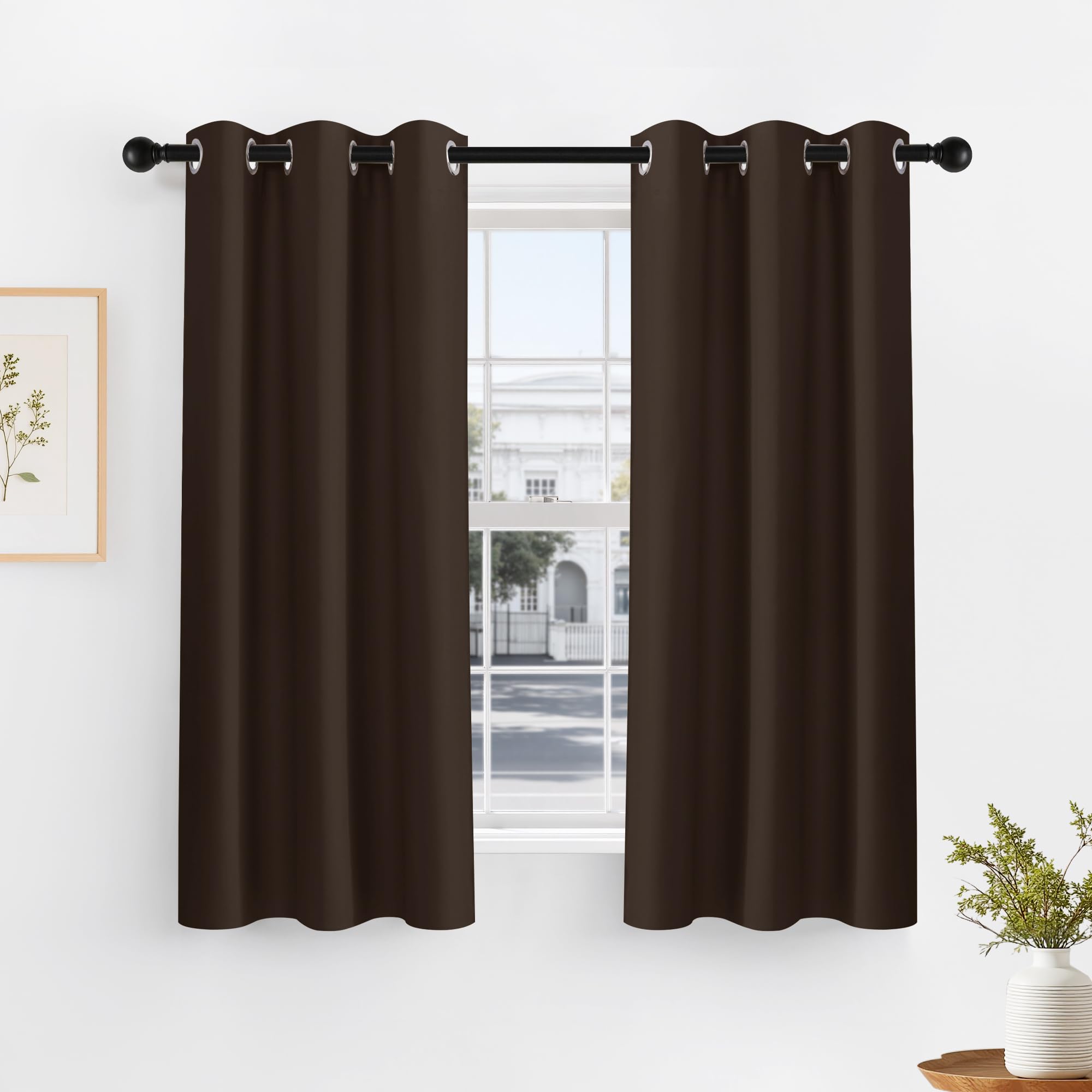 PONY DANCE Blackout Curtain Panels, 42 x 45 inch, Greyish White, 2 Pcs