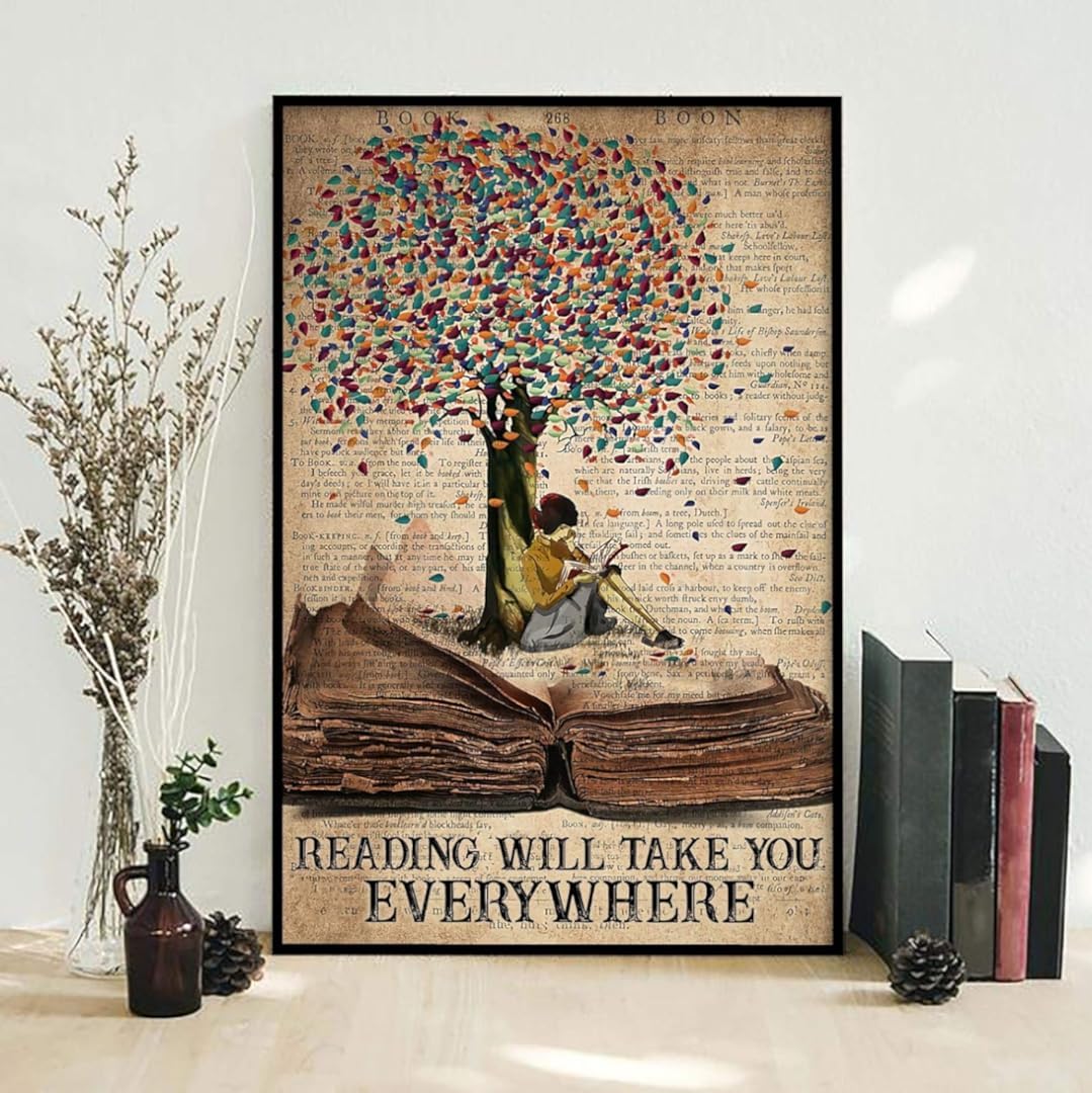 rayprint Retro Metal Tin Sign Reading Will TAKE You Everywhere Love Reading Sign Sign for Outdoor & Indoor Wall Poster Home Bar Shop Decorations Coffee Vintage Sign Gift 12X8 in