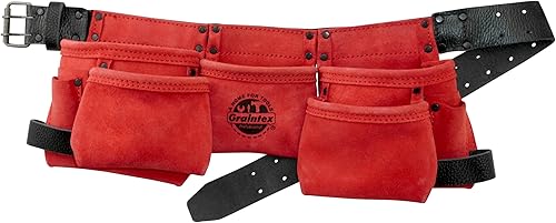 Miniatura 10 de Graintex DS2139 9 bolsillo niños trabajo delantal de trabajo de color rosa cuero de gamuza con 1.12 "cinturón de cuero, 2 soportes de martillo bucles