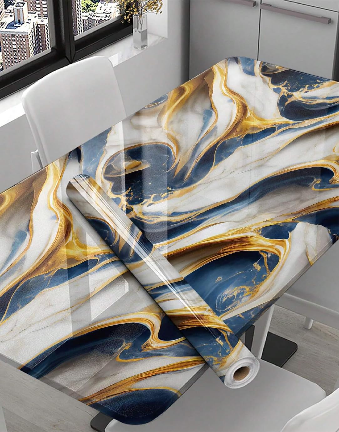 BEMINH Luxury Marble with Gold Texture Self Adhesive Peel & Stick Wall Paper Removable Kitchen Wallpaper Furniture 3D White Blue Gold Combination (B0D63CFRQK) Amazon Price History, Amazon Price Tracker