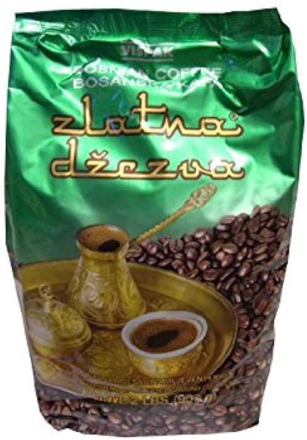 Bosnian Ground Coffee-Zlatna Dzezva (Vispak) 907g, 2lbs, Green Bag