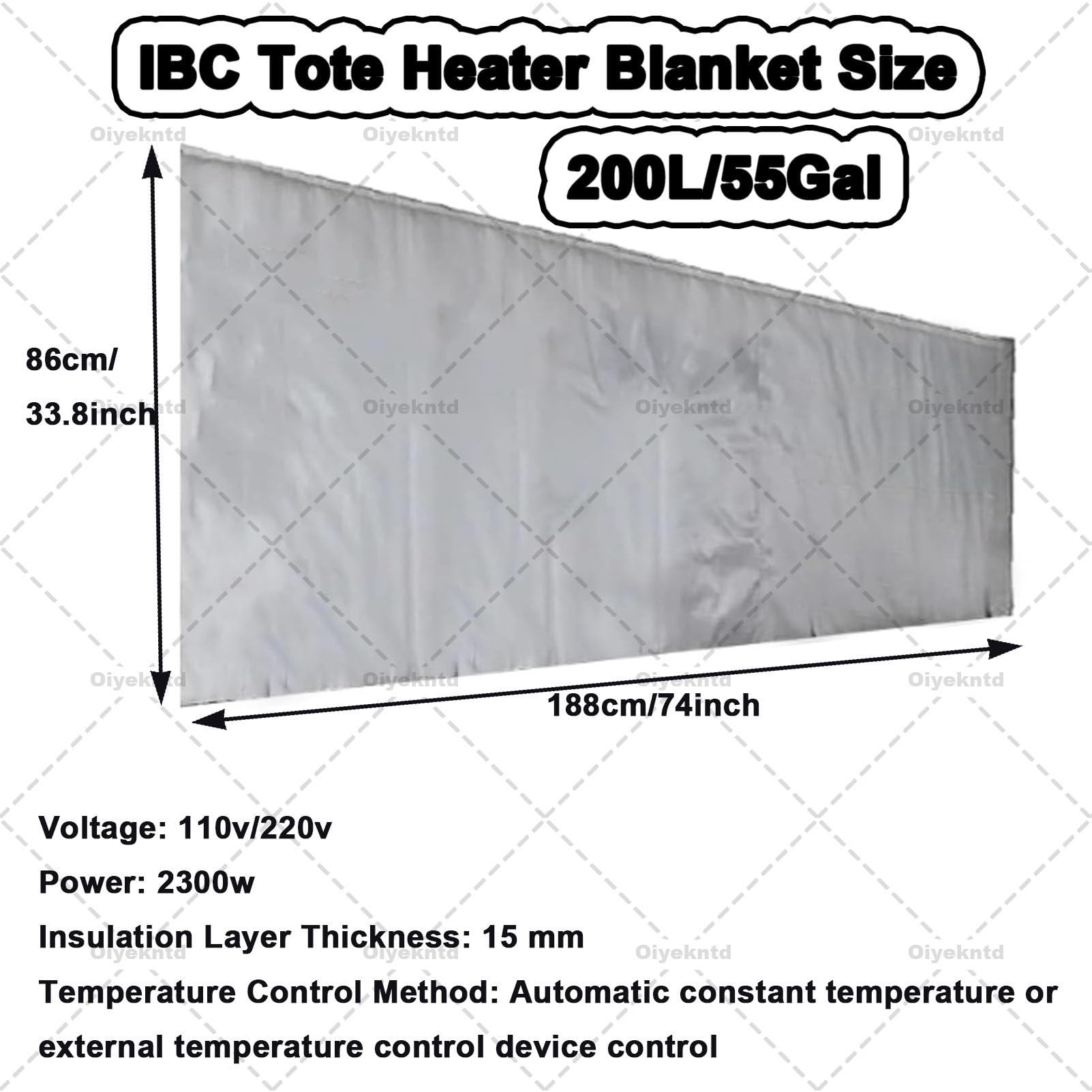 Manta calefactora para contenedores IBC, manta calefactora industrial para bidones, almohadilla térmica para invierno, calentador eléctrico impermeable para contenedores y bidones Grey-200L/55Gal