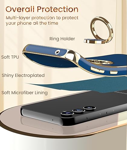 Miniatura 5 de Dretal Funda para Samsung Galaxy S23 FE 5G, 2 protectores de pantalla de vidrio templado, soporte de anillo giratorio de 360, soporte magnético,