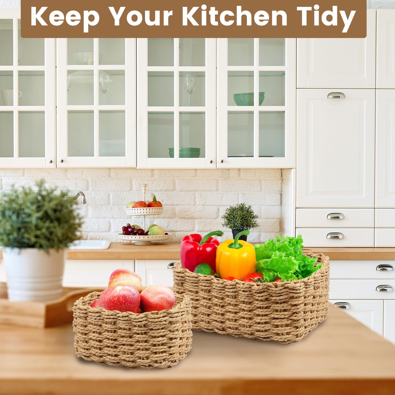 Set 4 Cestini Portaoggetti In Vimini Intrecciato | Multiuso Per Casa E Ufficio - Foto 11