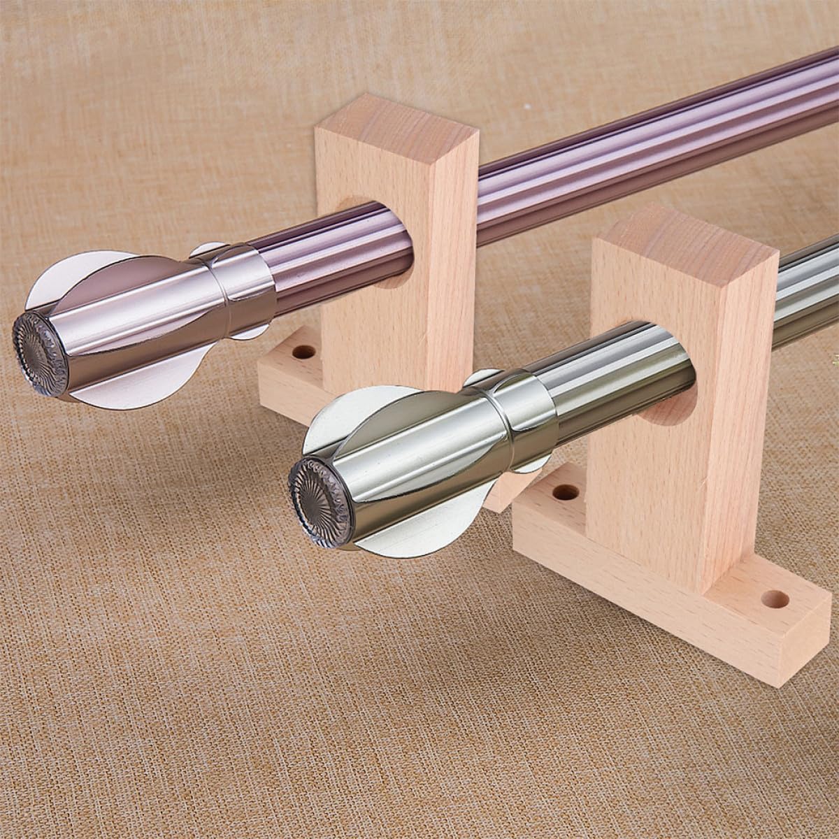 BESTYASH Supporti 4 Pezzi Bastoni Legno per per Tende Beige