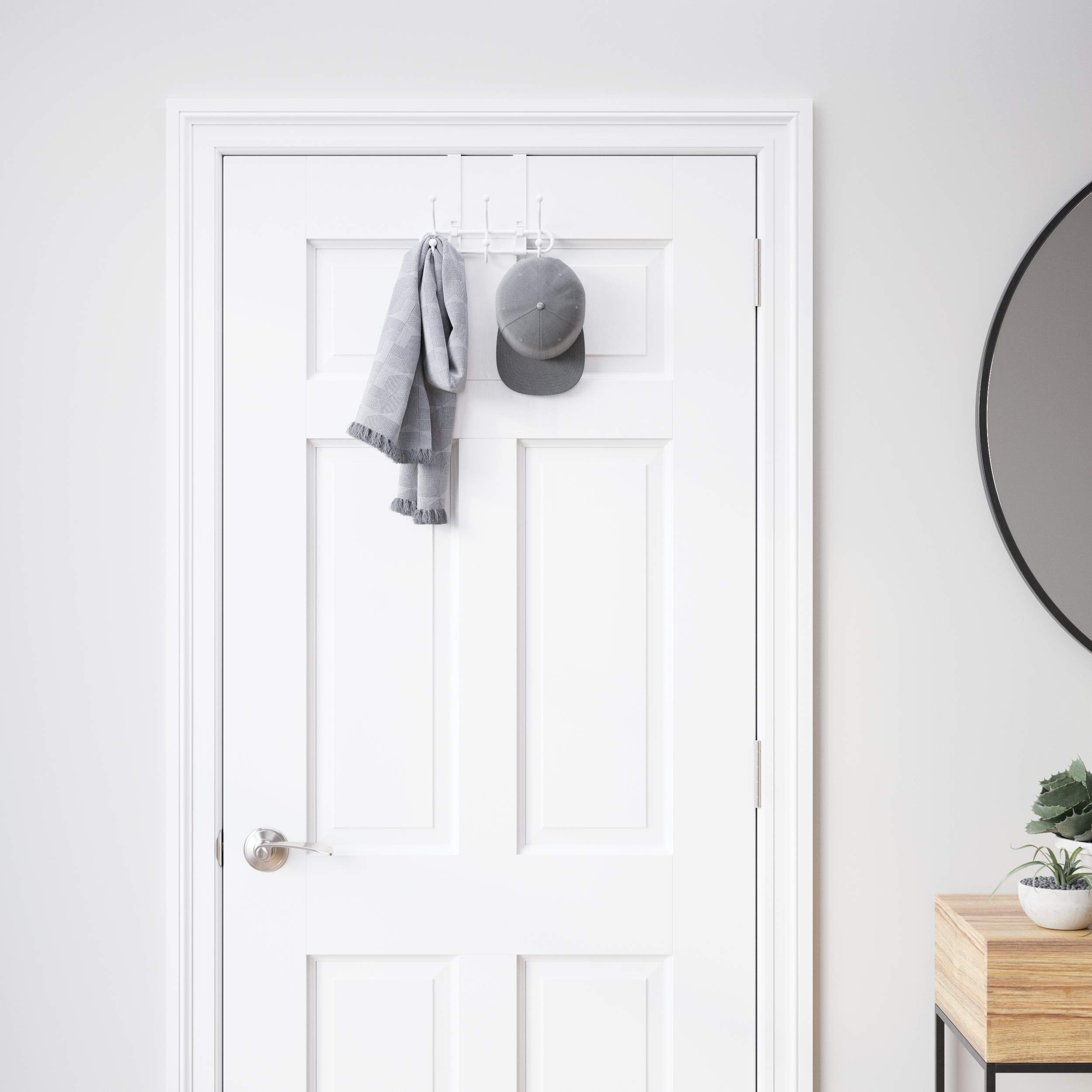 Franklin Brass Over-The-Door 3-Hook Rack – 6 Hanging Points For Towels, Clothes, Bags - View #5