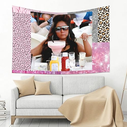 Gentcreate Tapiz de meme divertido, tapiz de Jersey Shore, tapiz rosa de Snooki, tapiz para colgar en la pared, decoración estética para el hogar,