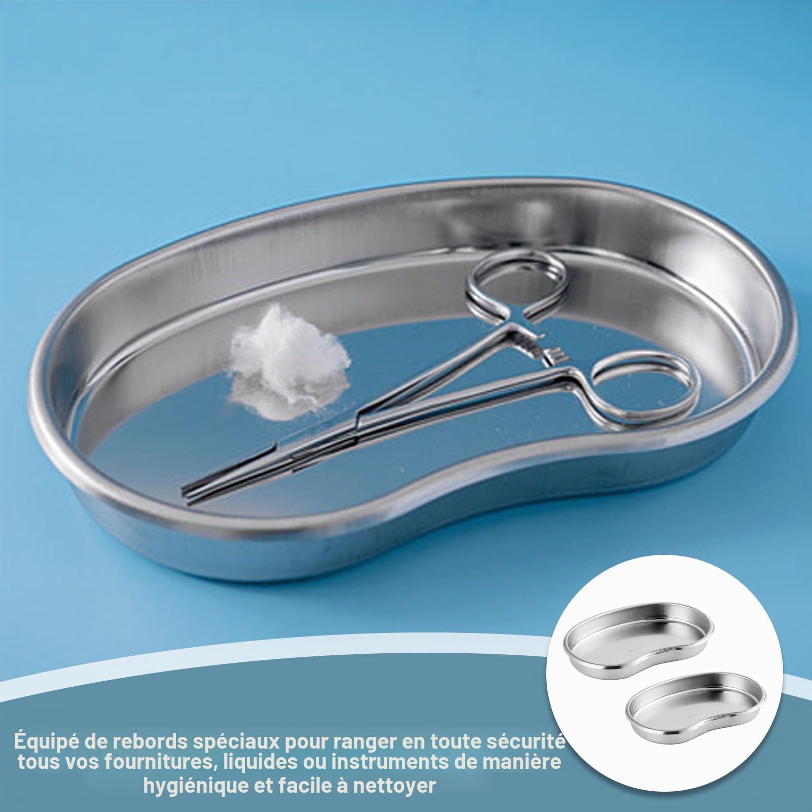 Plateaux en Acier Inoxydable,Plateau en Métal Réutilisable,Plateau À Instruments,Plateau De Laboratoir, Plateaux De Clinique Médical Outil De Laboratoire Utilisé pour Placer des Outils De Laboratoire