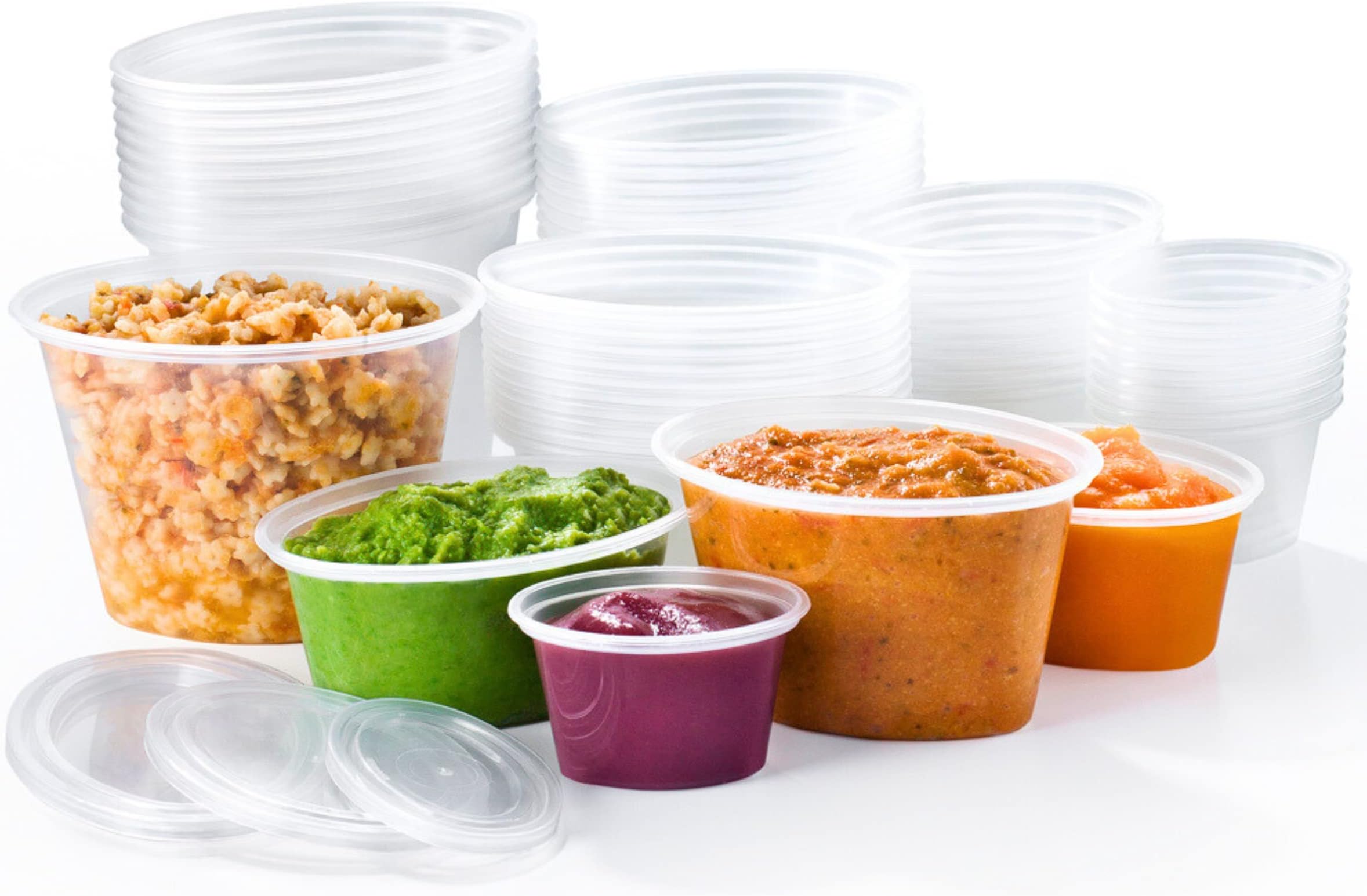 Mummy Cooks 50 pack of 4 to 12 Months Assorted Starter Weaning Set. Portion Pots for Freezing Baby Food, Reusable, BPA Free