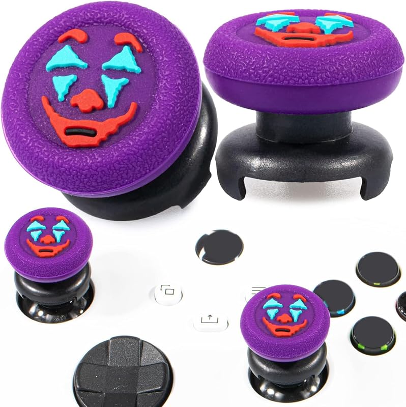 FPS Thumbstick Extender &Texture Rubber Silicone Grip Cover 2 Sets for Xbox Series X/S & Xbox One Controller(Joker Purple)