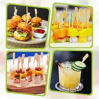 Vista 5 de 300 piezas de pinchos de cóctel de bambú para aperitivos, pinchos de madera FATLODA, elegantes palillos planos para aperitivos, palos de bambú