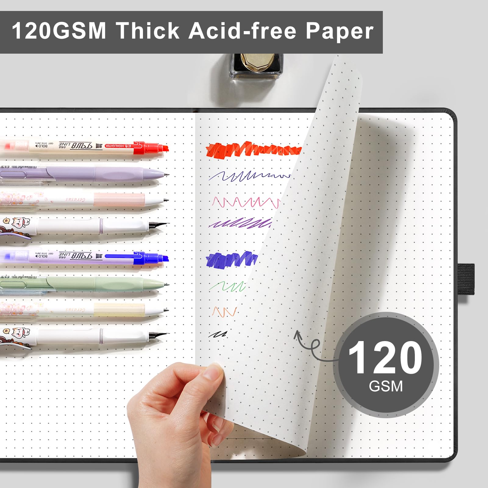 EMSHOI A5 Notebook Dotted Journal, 120gsm Thick Paper - Image 2