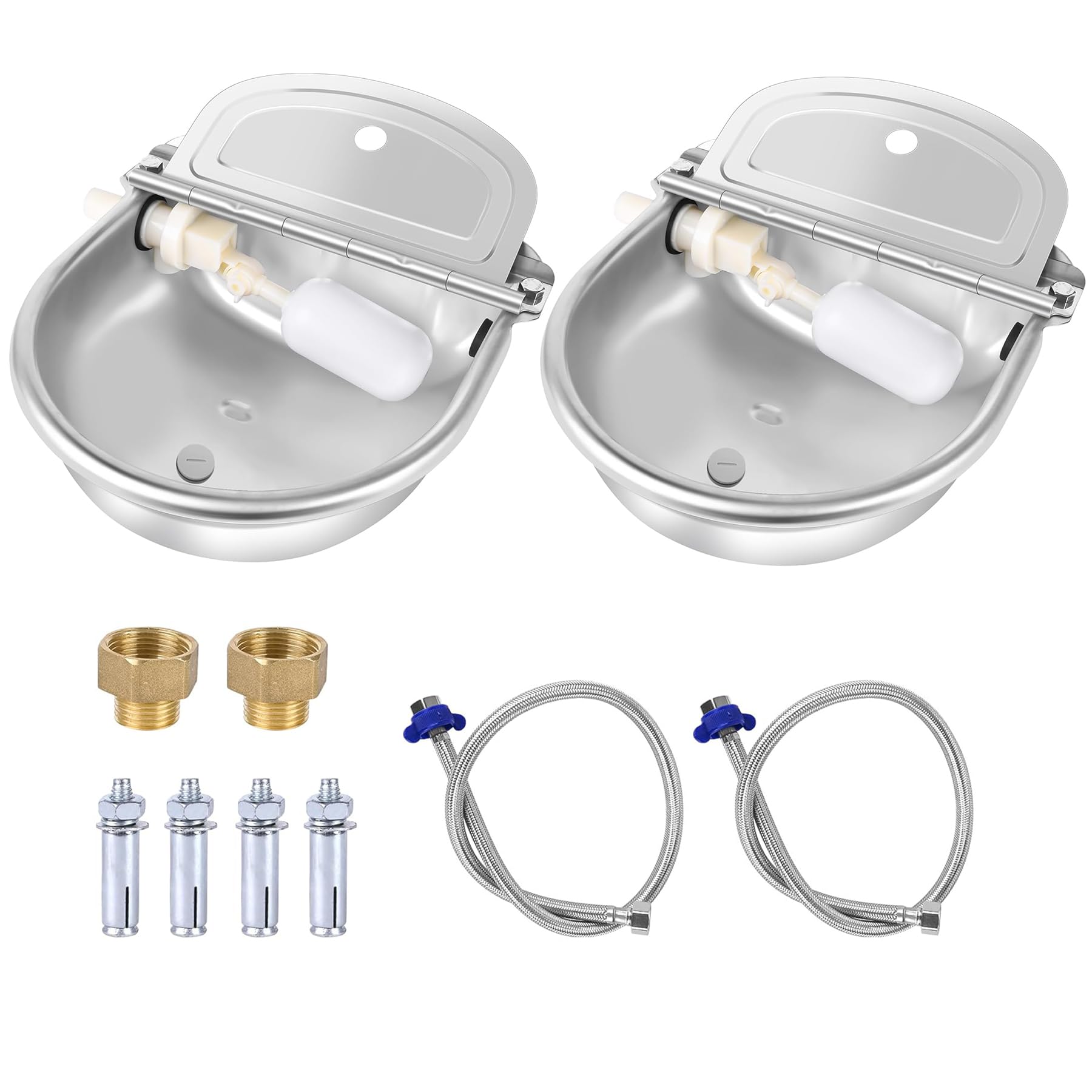 MYFAMIREA 2PCS Automatic Animal Drinking Water Bowl Stainless - stable supplies | Mubboo