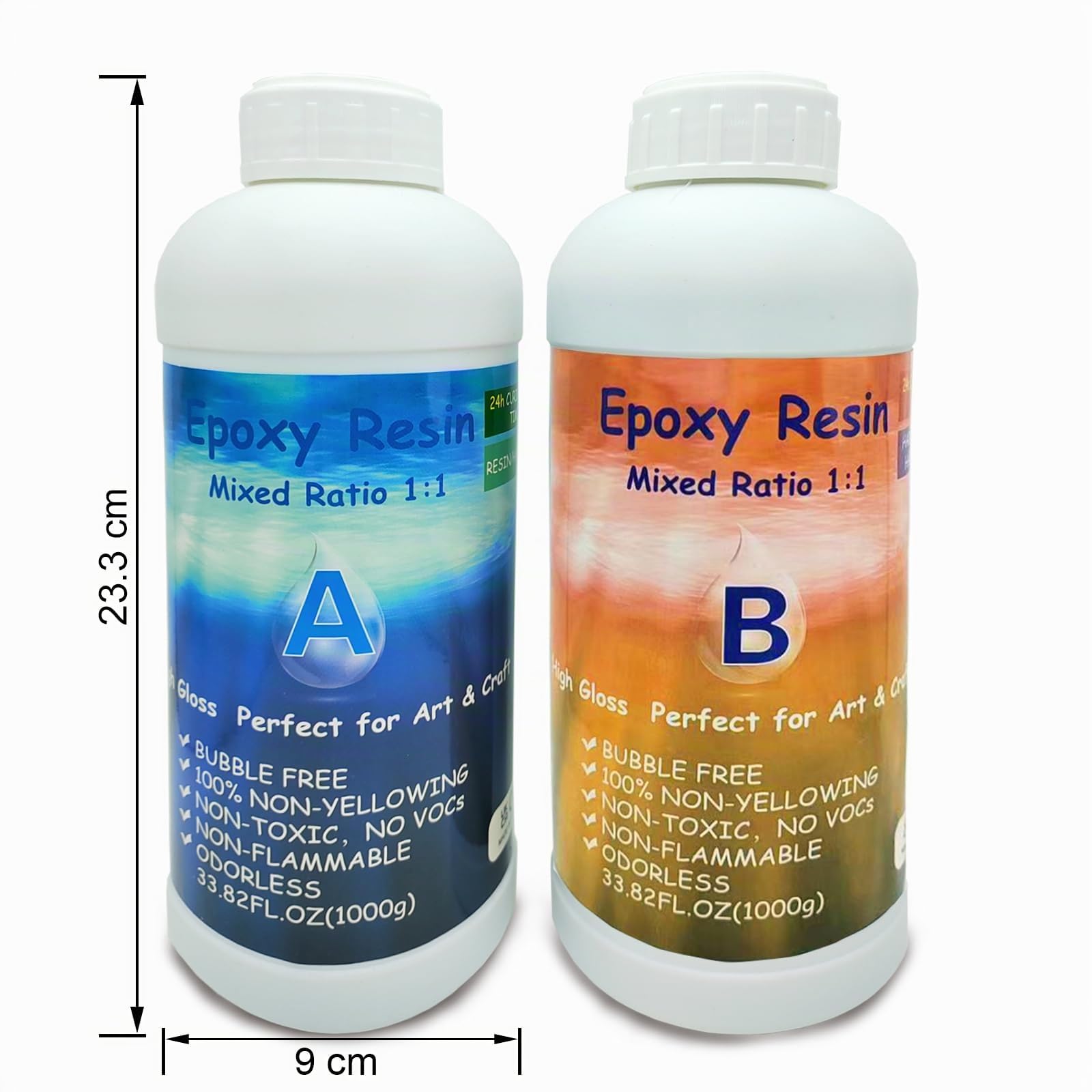 Resina Epossidica Trasparente con Indurente, Rapporto 1:1, per Creazione Gioielli Fai da Te, Legno, Resina da Colata d'Arte (HY2L)