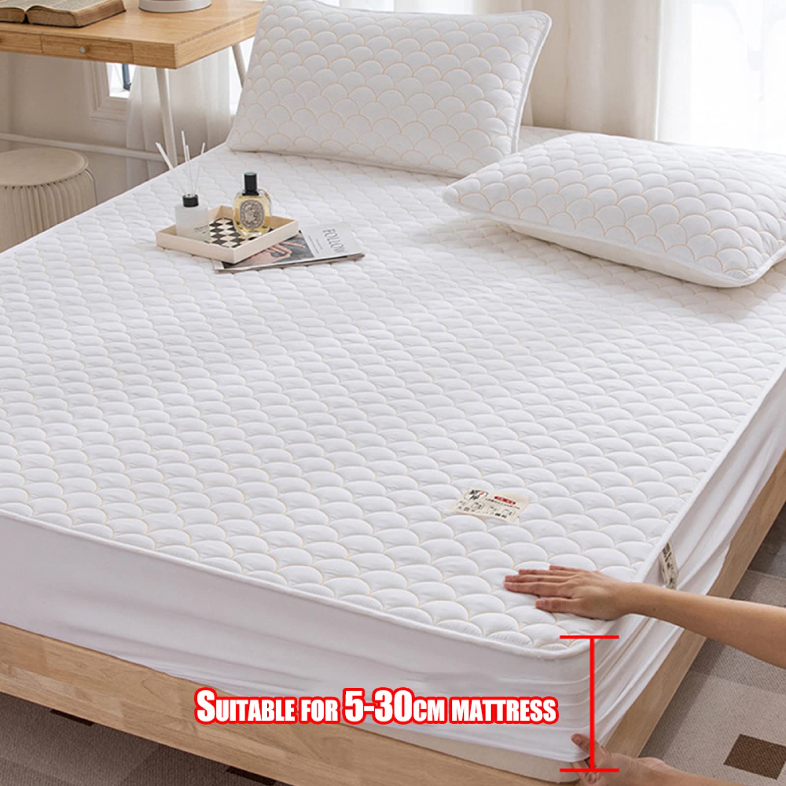 Verdickter, warmer Spannbettlaken-Stil, 150 x 200 cm, staubdichter Matratzenschoner, Tagesdecke mit geprägter Polsterung, waschbar und weich, Heimtextilien