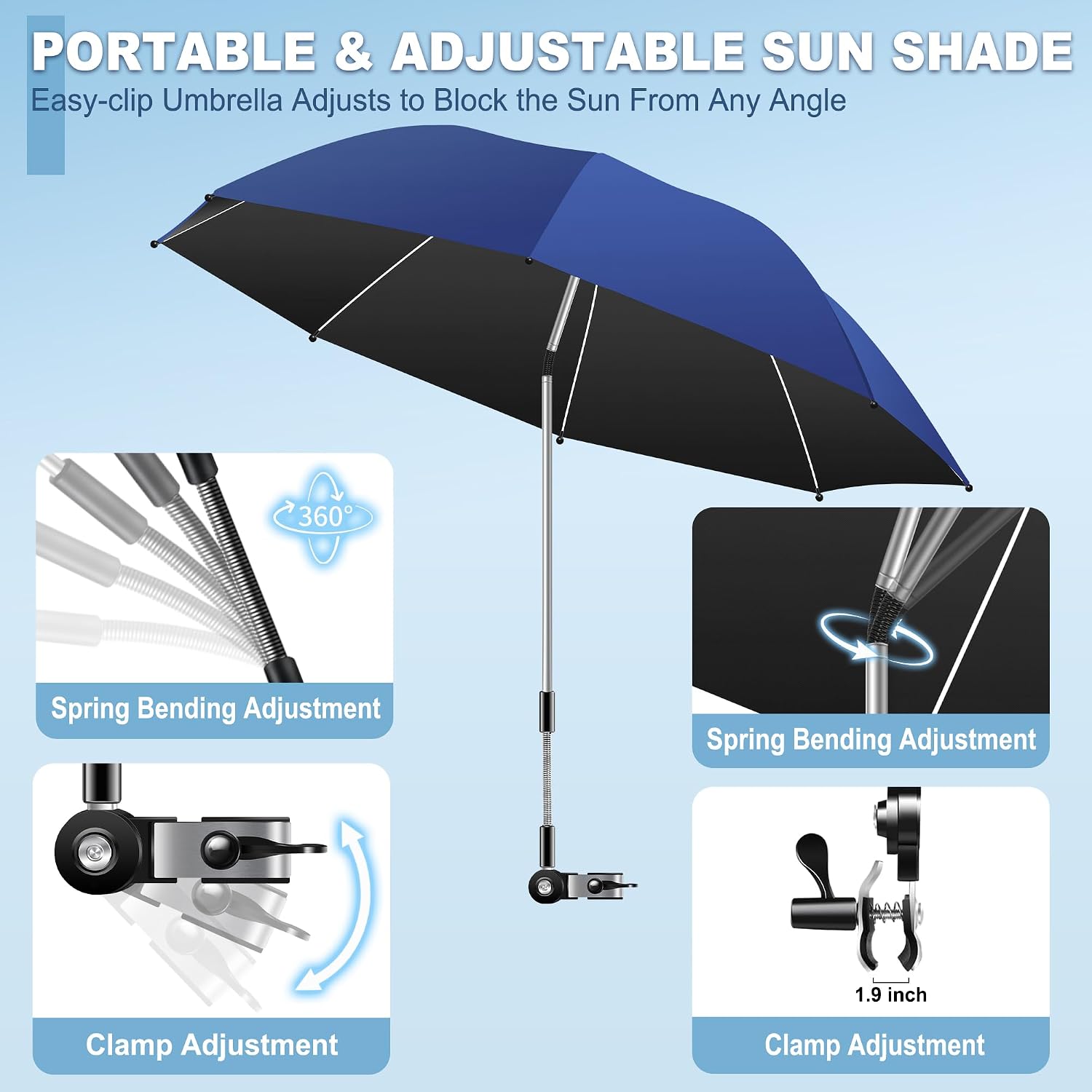 Luxfero 3-in-1 Beach Lounge Chair with Umbrella, Sun Tanning Chair with Face Hole&5-Position Recliner, Folding Lounge Chair Outdoor Lay Flat, Max 350lbs,Portable Tanning Chair with Pillow&Pocket-White