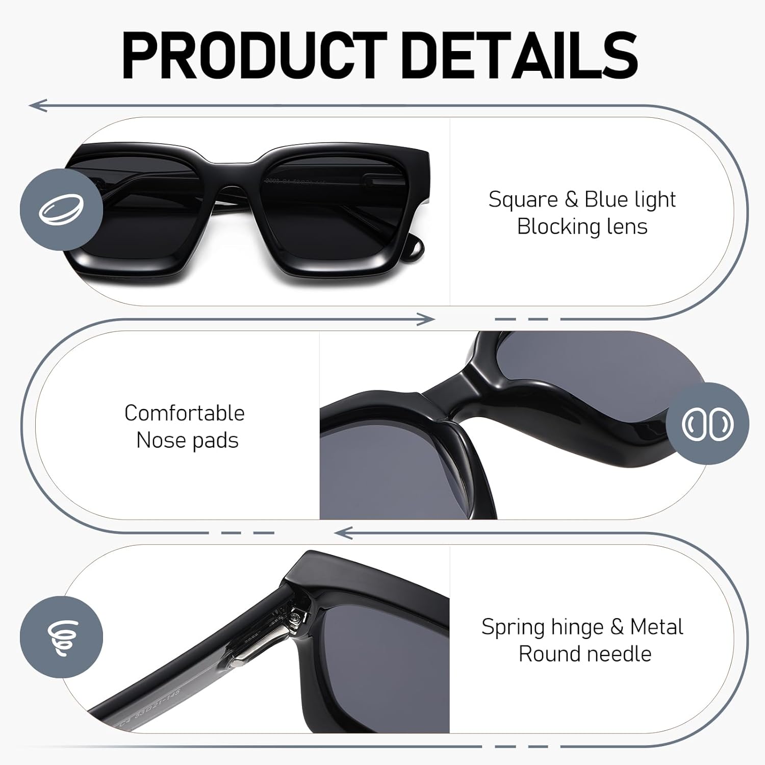 Thick Square Sunglasses for Men Women Retro Chunky Rectangle Sun Glasses UV Protection Designer Shades Style PT2008 - Image 6