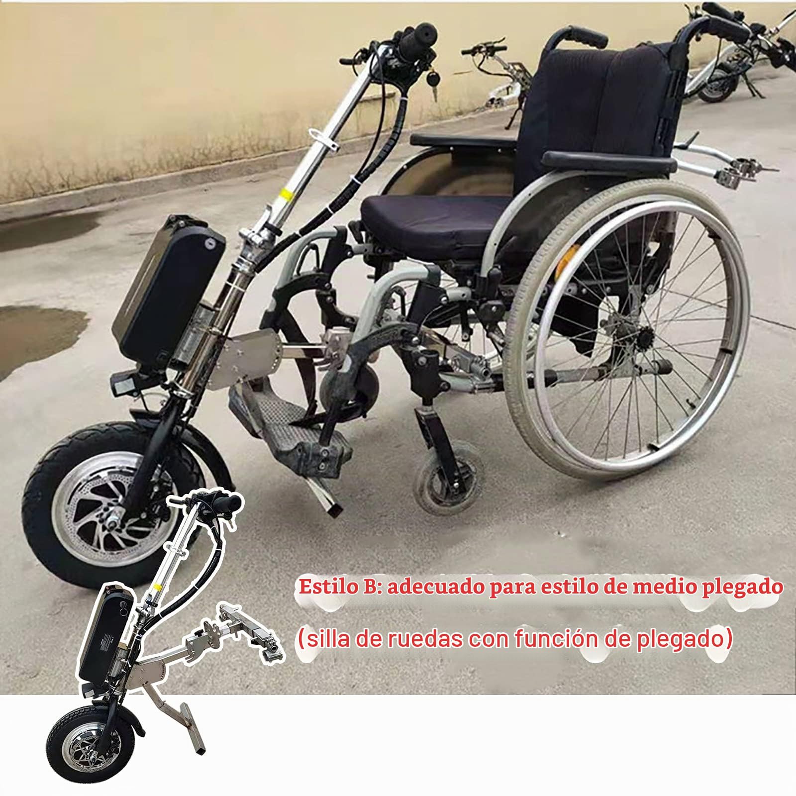Dispositivo De TraccióN para Silla De Ruedas De 500 W, Accesorio para Silla De Ruedas para Bicicleta De Mano EléCtrica/Alcance De Crucero: 85 Km, 3 Velocidades/con Luz Delantera B