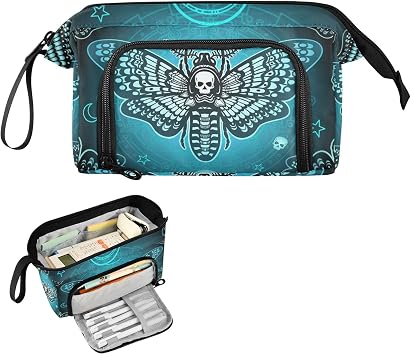 Large Pencil Case for Girls Boys Skull Butterfly Pencil Bag for Secondary School Supplies Office Stationery Organised Pencil Pouch for Kids Teen Student Women