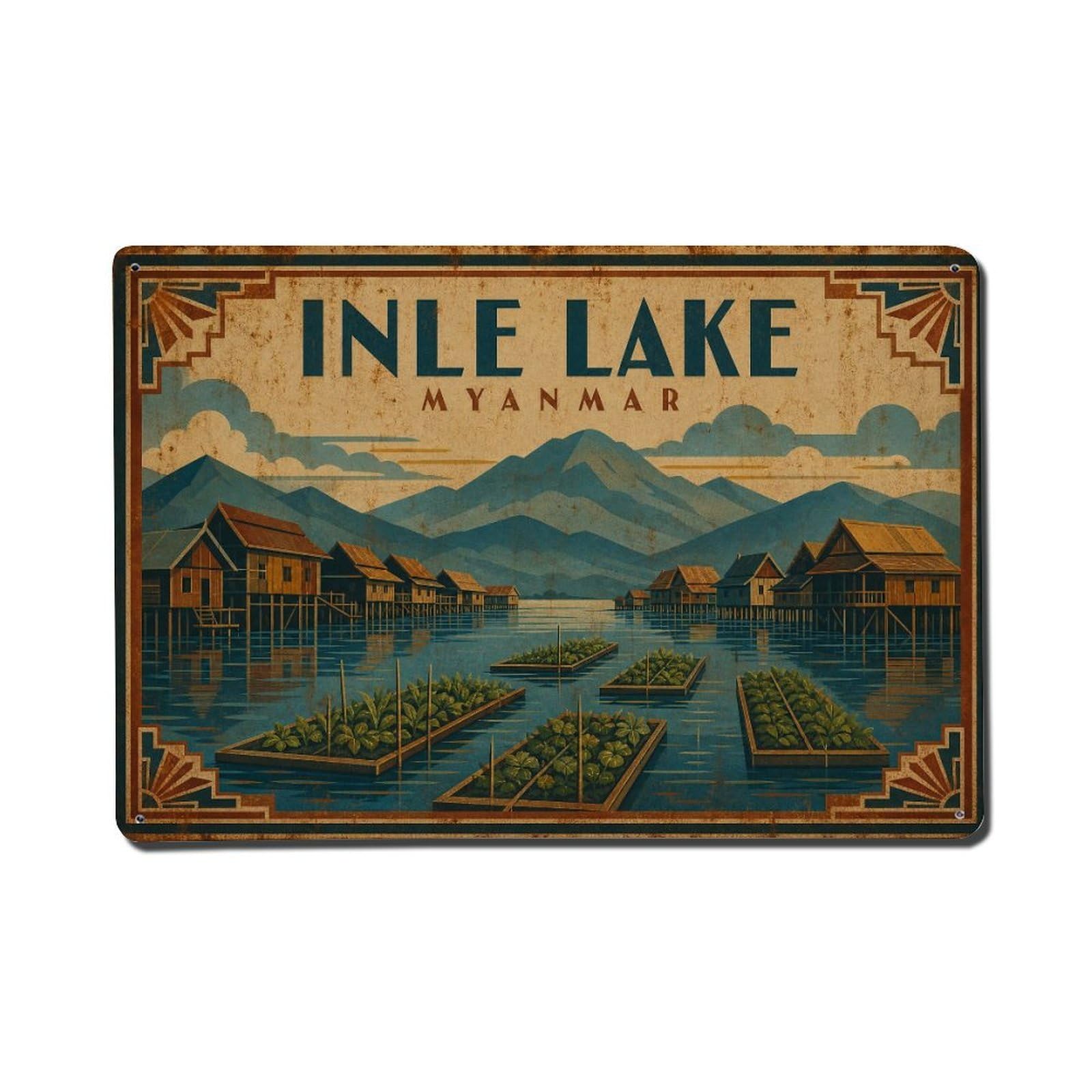 Metal Tin Sign Travel Vintage Myanmar Inle Lake